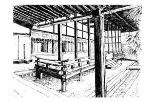 Dessin du Japon - Palais de Kyoto