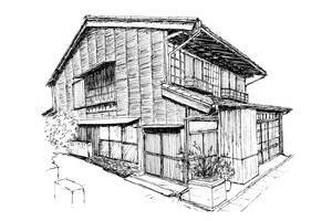 Dessin du Japon - Maison de Tokyo