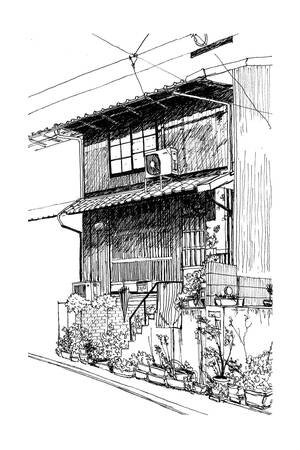 Dessin du Japon - Maison traditionnelle