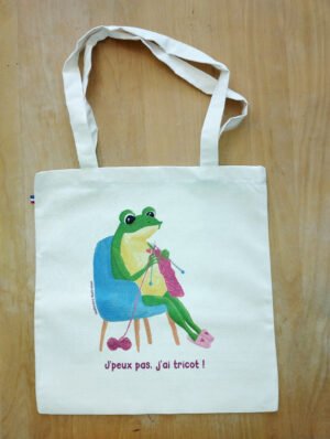 1-Tote bag "J'peux pas, j'ai tricot"